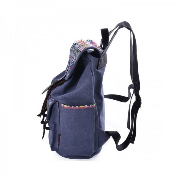 WOMEN FLORAL PRINT CASUAL CANVAS BACKPACK RUCKSACK CUTE SCHOOL BACKPACK - BLUE