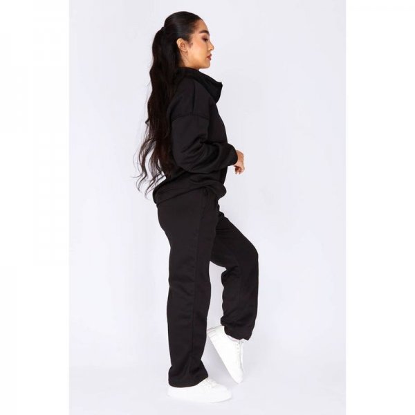 Black Funnel Neck Sweater And Straight Joggers Set