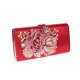 WOMEN LARGE CAPACITY FLORA EVENING PARTY BAGS CLUTCH PURSE VINTAGE WEDDING HANDBAGS WALLET - RED