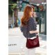 WOMEN'S RETRO SHOULDER BAG HOBO DOUBLE ZIPPER CROSSBODY HANDBAG FROM - WINE RED