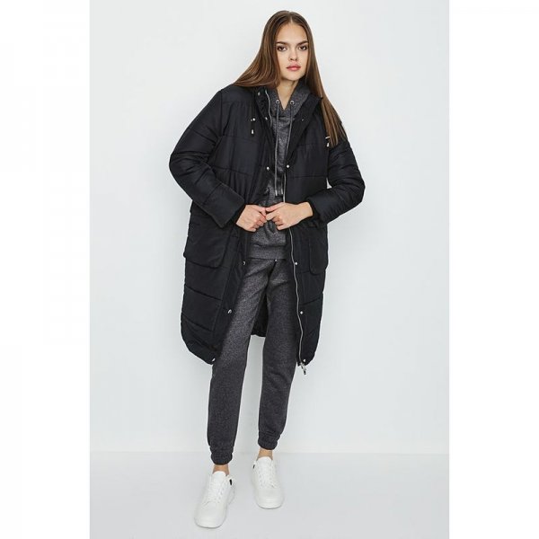 Black Duvet Longline Puffer Jacket