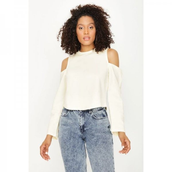 Ecru Cold Shoulder Sweat