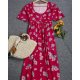 Elegant Button Front Closure Side Pocket Midi Dress