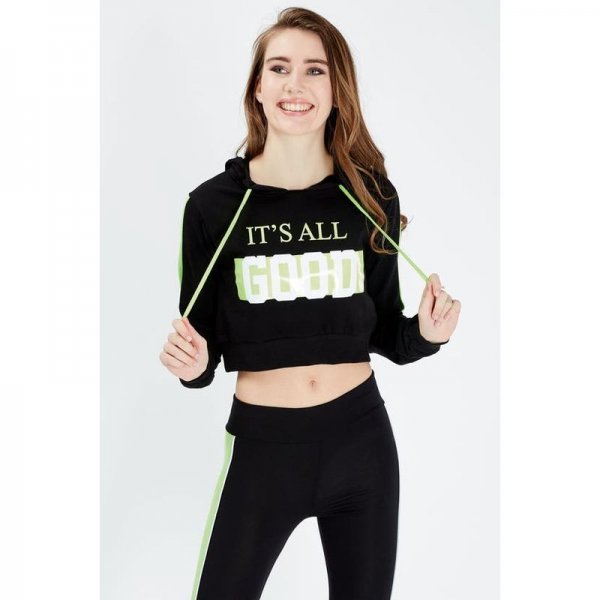 Black-Fluro Lime Its All Good Neon Hoodie