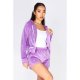 Purple Velour Cropped Jacket And Short Set