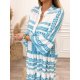 Casual Print Long Sleeve Maxi Dress