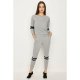 Grey Marl Stripe Detail Jogger Lounge Set