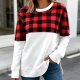 Comfy Round Neck Check Print Top