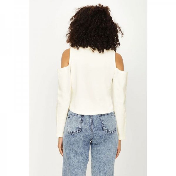 Ecru Cold Shoulder Sweat