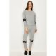 Grey Marl Stripe Detail Jogger Lounge Set