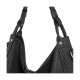 WOMEN HANDBAGS HOBO PURSE TOP-HANDLE SHOULDER BAGS PU LEATHER ZIPPER TOTE BAGS - BLACK