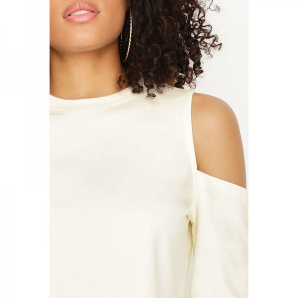 Ecru Cold Shoulder Sweat