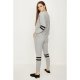 Grey Marl Stripe Detail Jogger Lounge Set