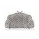 WOMEN EVENING BAG VINTAGE GILLTER CRYSTAL RHINSTONE CLUTCHES PURSE FOR BANQUET - SILVER-PU