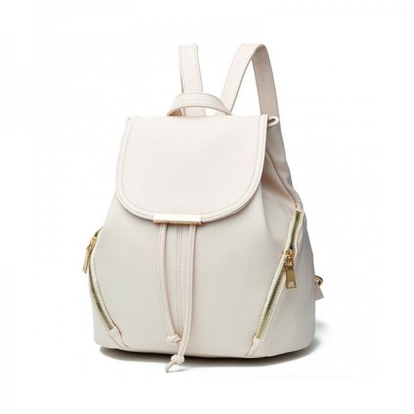 BACKPACK FOR WOMEN CASUAL PURSE DAYPACK PU LEATHER SCHOOL SHOULDER BAG - BEIGE2