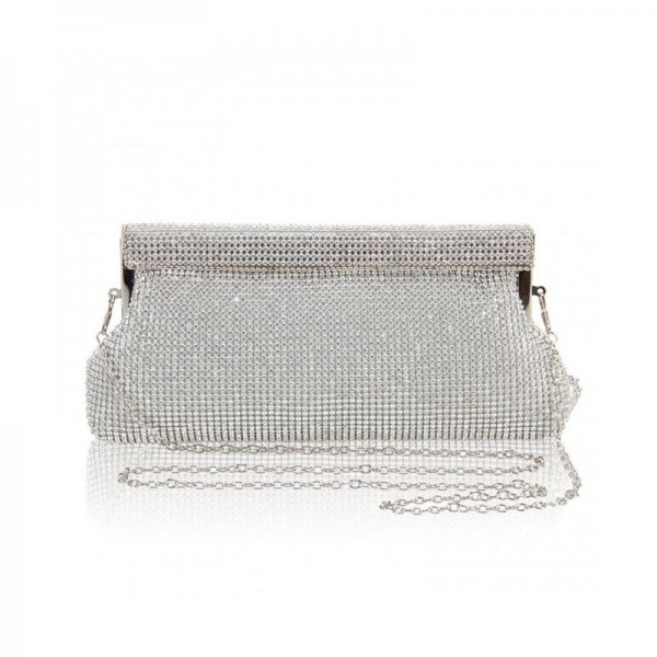 FULL CRYSTAL RHINESTONE EVENING HANDBAGS - SILVER