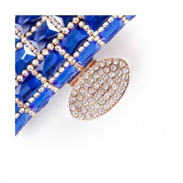 WOMENS DAZZLING RHINESTONE CLUTCH EVENING BAGS FASHION PURSE GIRL'S HANDBAGS - BLUE