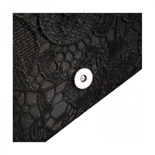 WOMEN'S ELEGANT FLORAL LACE ENVELOPE CLUTCH EVENING PROM HANDBAG PURSE - BLACK