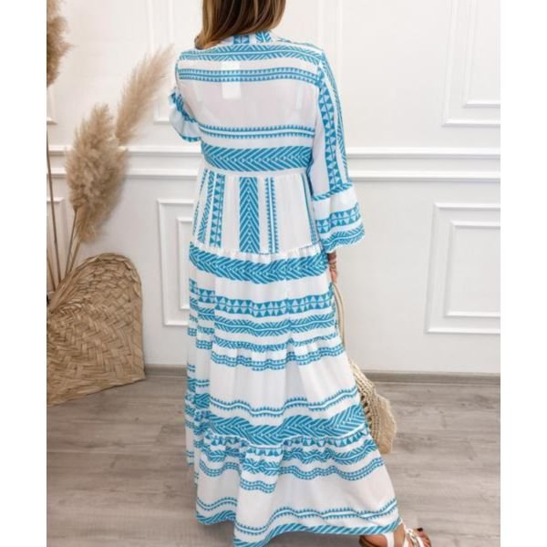 Casual Print Long Sleeve Maxi Dress