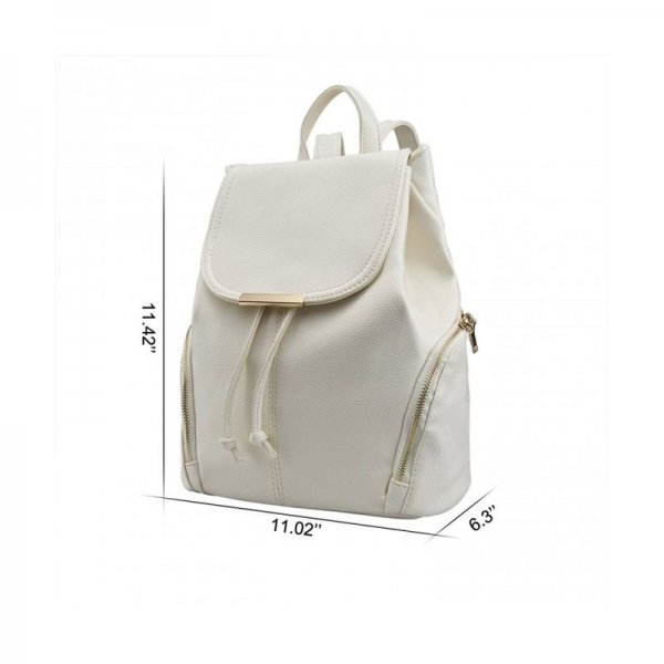 BACKPACK FOR WOMEN CASUAL PURSE DAYPACK PU LEATHER SCHOOL SHOULDER BAG - BEIGE2