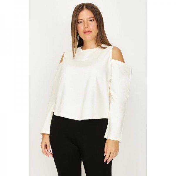 Ecru Cold Shoulder Sweat